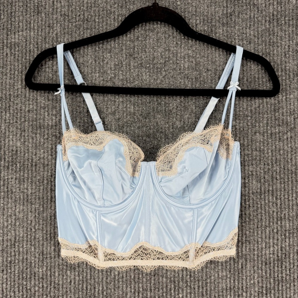 Victoria's Secret Dream Angels balconette longline bra 34DD baby blue lace